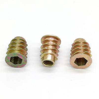 China Heavy industry metal barrel hex socket m6 insert thread for wood furniture inserts nut for sale