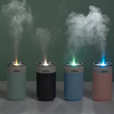 China New Design Car Cans LED Flame Lamp Cute Mute Handheld Portable Car USB Air Humidifier for sale