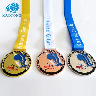 China Custom Cheap Gold Metal Award Europe Sports Medals Bronze Silver Bronze New With Ribbon Custom Awards Medal Holder for sale