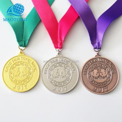 China Custom Made China China Gold Silver and Antique Bronze Hong Kong Souvenir Medal Souvenir Metal Medal for sale