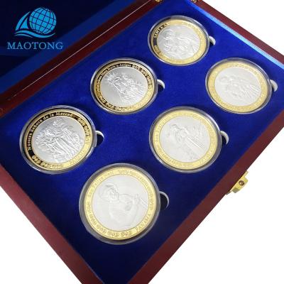 China Wholesale Cheap Commemorative Plating Coins China Gold And Silver Religion Catholicism Metal Phone Booth Double Coins for sale