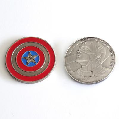 China Custom European Marvel Captain Memorial Gold Silver Metal Challenge Coins American Souvenir Coins for sale