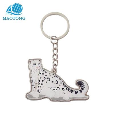 China Promotion New Design Custom Cute Live Animal Personalized Key Chain Printed Dome White Leopard Key Chain for sale