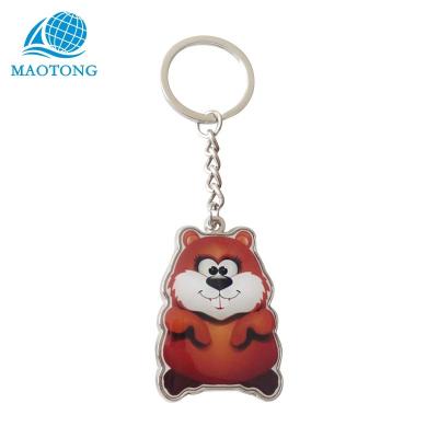 China Custom Adorable Promotion Epoxy Marmot Animal Printed Dome Metal Key Ring Key Chain With Your Logo Squirrel Keyring for sale