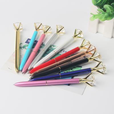 China High Quality Promotional Twist Pen High Quality Metal Rose Gold Tip Colorful Crystal Ball Pen With Custom Printed Logo for sale