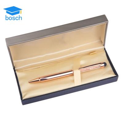 China Fashion Crystal Simple Box Gold Pen Gold Touch Screen Packing Stylus Pen Crystal Pen for sale