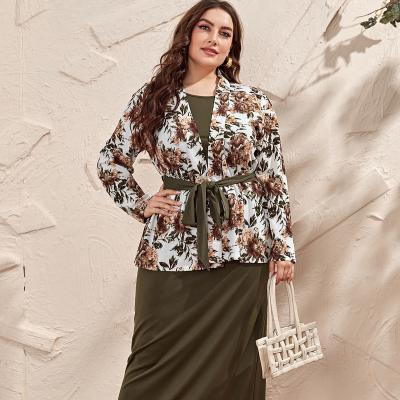 China TOLEEN Viable Women Large Plus Size Maxi Dress 2022 Spring Chic Elegant Floral Long Sleeve Shirt Formal Party Evening Festival Clothing for sale