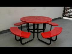 Perforated Steel Round Picnic Table Bench Surface Mounted 1980mm Diameter