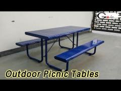 Steel Outdoor Picnic Tables Surface Mounted / Free Standing With Two Benches