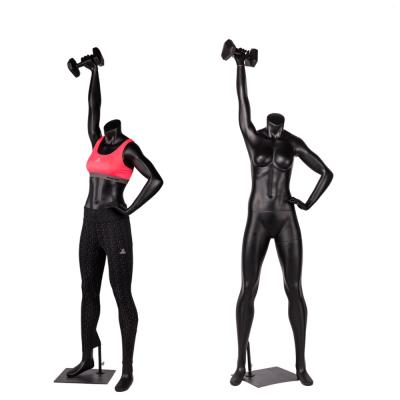 China Plus Size Full Body Fiberglass Lift Dumbbell Sports Standing Female Mannequin for sale