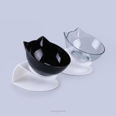 China Viable Designer Cat Double Bowl Cat Bowl Transparent Non-slip Single Food Bowl With Protective Cervical Transparent Cat for sale