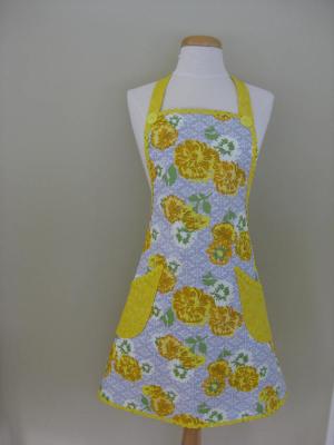 China Ladies Apron, Floral Apron, Kitchen Apron, Full Cooking Apron, Gift For Women, Yellow Apron, cooking Apron, Adult Aprons for sale