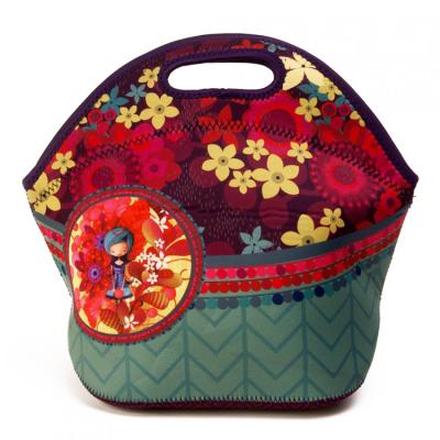 China Vintage Floral Lunch Bag For Women,Portable Travel Picnic Food Bag Gourmet Getaway Neoprene Lunch Tote For Girl for sale