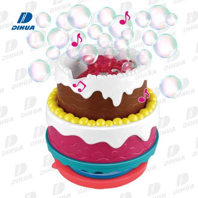 China Bubble Toys Portable Automatic Bubble Machine with Lights and Happy Birthday Song, Celebration Cake Birthday Toy for Kids for sale