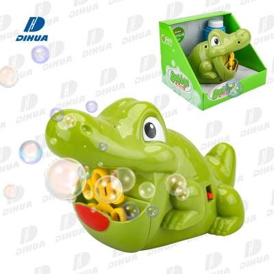 China Bubble Toys Hot Selling Automatic Summer Cartoon Crocodile Soap Bubble Blower Machine For Kids Plastic Bubble Toy With Bubble Solution for sale