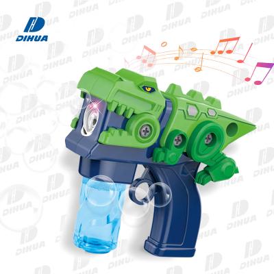 China Bubble Toys Cartoon Disassemble Dinosaur Toy Bubble Gun With Summer Toy Dinosaur Bubble Gun Machine Outdoor Bubble Water for sale