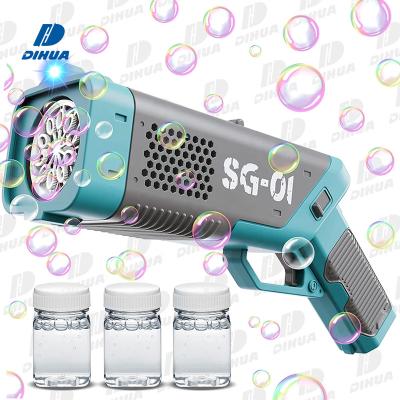 China Bubble Toys Automatic Electric Bubble Gun with 3 Bottles Outlet Amazing Bubble Machine Gun Refill Solutions for Kids with Light and Sound for sale