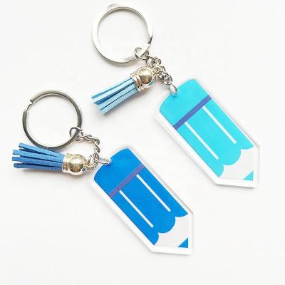 China Fashional Keepsake Gifts Acrylic Pencil Teacher Appreciation Gift Tutor Educator Backpack Tag Acrylic Key Chain for sale