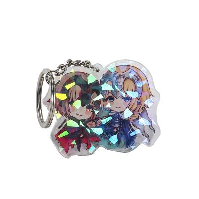 China Fashional Keepsake Gifts Personalized To Make Any Design Cute Clear Plastic Charm Hologram Acrylic Key Chain for sale