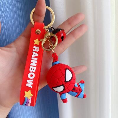 China Spiderman Avengers Souvenir Kid's 3D Cartoon PVC Rubber Key Chain Marvel Hero Glue Drop Key Chain Cute Pendant Bag Small Key Gift for sale