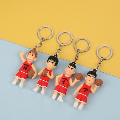 China Wholesale Souvenir Slamdunk Anime Car Bag Accessories Soft Silicone PVC 3d Cartoon Key Chain Dangling Rubber Key Chain for sale