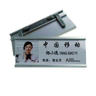 China Pin Wholesale Aluminum Blank Sublimation Employee Gold Silver Name Badge Metal With Pin for sale