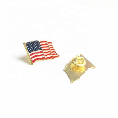 China Europe Customized Customized Metal Lapel Pin Logo Souvenir American Flag Gold Engraved Lapel Pin for sale