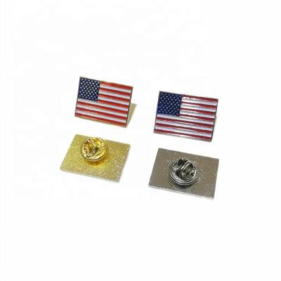 China Wholesale Europe Jewelry Souvenir USA Pins Metal Crafts Shirt Fits American Square Flag Lapel Pin for sale