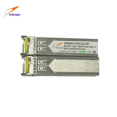 중국 DDM 1.25g 1550/1310nm 20 킬로미터 LC BIDI SFP 모듈 FCC 판매용