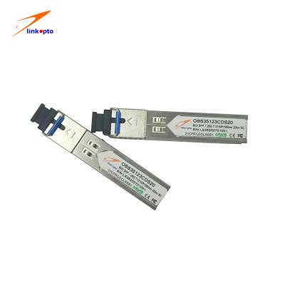 China transceptor de SFP BIDI do conector de 1.25G Tx1310nm RX1550nm SMF 20KM único LC à venda