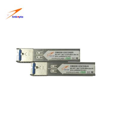 Chine mode unitaire LC Mini Gbic Optic Fiber Module d'émetteur-récepteur de 1.25G 20KM SFP Bidi à vendre