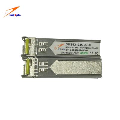 China 1000 Base 20KM Bidi Sfp Transceiver Single Mode Lc Mini Gbic Optic Fiber Module for sale