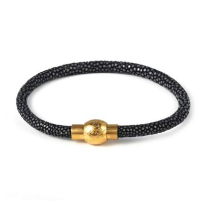 China FASHIONABLE High Quality Stainless Steel Colorful Stingray Bangles Leather Bracelet With Magnetic Clasp for sale