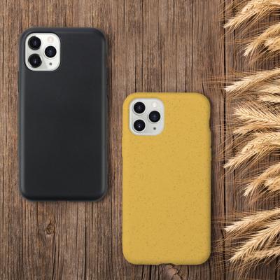 China Eco Friendly Compostable Wheat Shockproof Eco Friendly Straw Biodegradable TPU Phone Case For iPhone 11 12 Mini Pro Max for sale