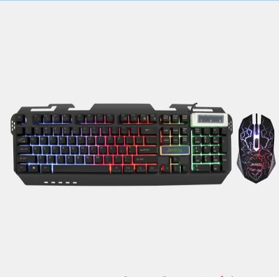 China Jedel Plug and Play Mechanical Keyboard Mouse Set Blue 104 Key Switch Gaming Mouse RGB Light Wired USB For US R-U GER/DE Russian Version OEM for sale