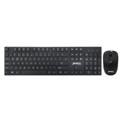 China JEDEL Plug-and-Play Wireless Keyboard and Mouse Combo, Full Size Keyboard with Palm Rest, Home Comfortable Right-Handed Mouse - Black for sale