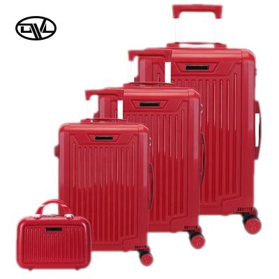 China Travel Bottom Cheapest Price Waterproof 4 Wheel Outdoor Carry On Suitcase Sets Unbreakable PP Business Luggage Trolley for sale