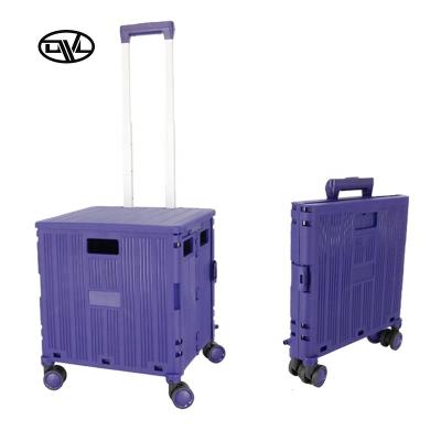 China Office Depot Folding Folding Mobile Cart with Collapsible Lid 4 Spin Wheels for Travel Shopping On-the-Go Luggage for sale