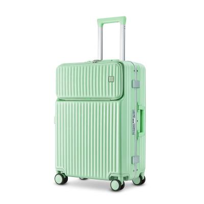 China Front Open Luggage Laptop Pocket Business Carry On Trolley Suitcase 4 Spinners Travel Luggage 20 Inch for sale