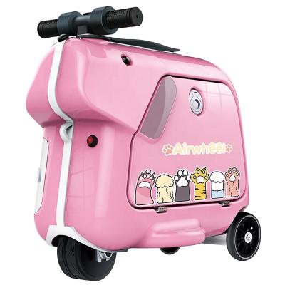 China New design oem fashionable manufacture abs+pc 15 inch trolley luggage ride-on suitcase children kids luggage scooter suitcase for sale