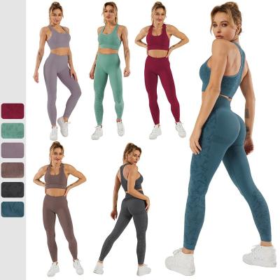 China OEM Design Breathable Floral Active Stretch Women Seamless Pattern Workout Yoga Sets Ropa Deportiva De Mujer for sale