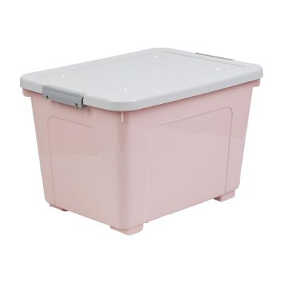 China Sustainable Factory Made Plastic Storage Box With Wheels, Colorful Storage Container for sale