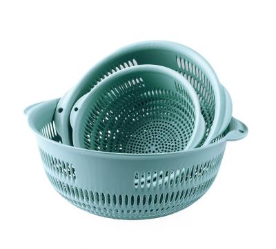 China Simple Design 3PCS In One Set Storage Basket Material Vegetable Baskets Kitchen Wash Fruit Bowl Drain Plastic PP Viable for sale