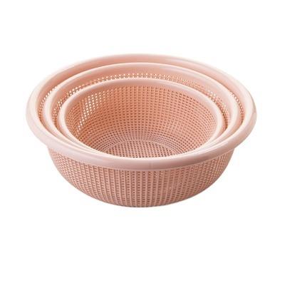 China Simple Design 3PCS In One Set Storage Basket Material Vegetable Baskets Kitchen Wash Fruit Bowl Drain Plastic PP Viable for sale