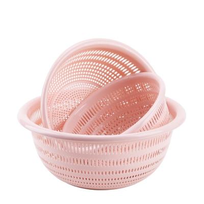 China Simple Design 3PCS In One Set Storage Basket Material Vegetable Baskets Kitchen Wash Fruit Bowl Drain Plastic PP Viable for sale