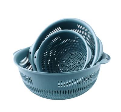 China Simple Design 3PCS In One Set Storage Basket Material Vegetable Baskets Kitchen Wash Fruit Bowl Drain Plastic PP Viable for sale