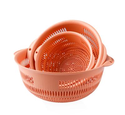 China Simple Design 3PCS In One Set Storage Basket Material Vegetable Baskets Kitchen Wash Fruit Bowl Drain Plastic PP Viable for sale