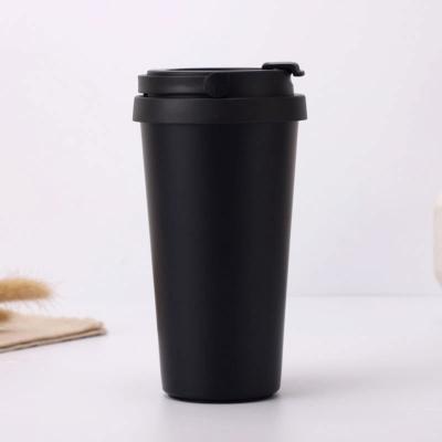 China 2021 Business New Product Matte Black Color Stainless Steel Coffee Mug With Plastic Cover for sale