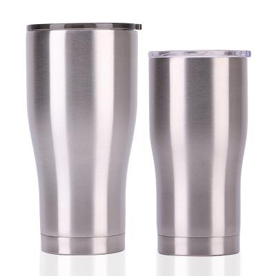 China 20OZ 30OZ Stainless Steel Curve Viable Tumbler Cooler Double Wall Premium Insulate Cup With Slip Lid Silver for sale