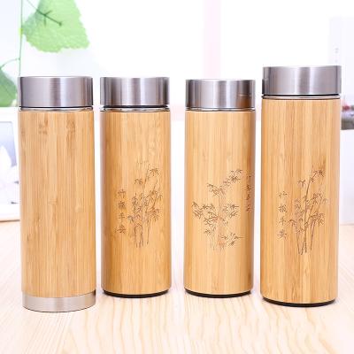 China Eco - Friendly Stored Double Wall Stainless Steel Bamboo Flask Sustainable for sale